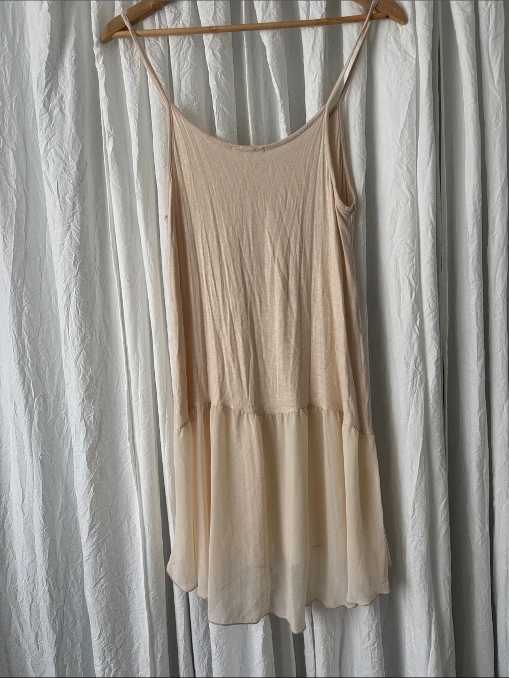 easel Nude Blush Layered Ruffle Hem Camisole Dress